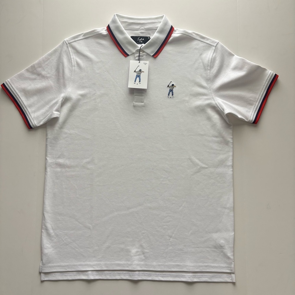 Men’s Eastside Golf Bright White Tip Pique Versa Polo Shirt Medium MSRP $95